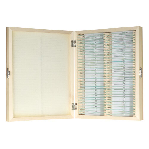 Prepared Microscope Slides Animal Plants Insects Tissues Specimens Set with Wooden Case 100pcs