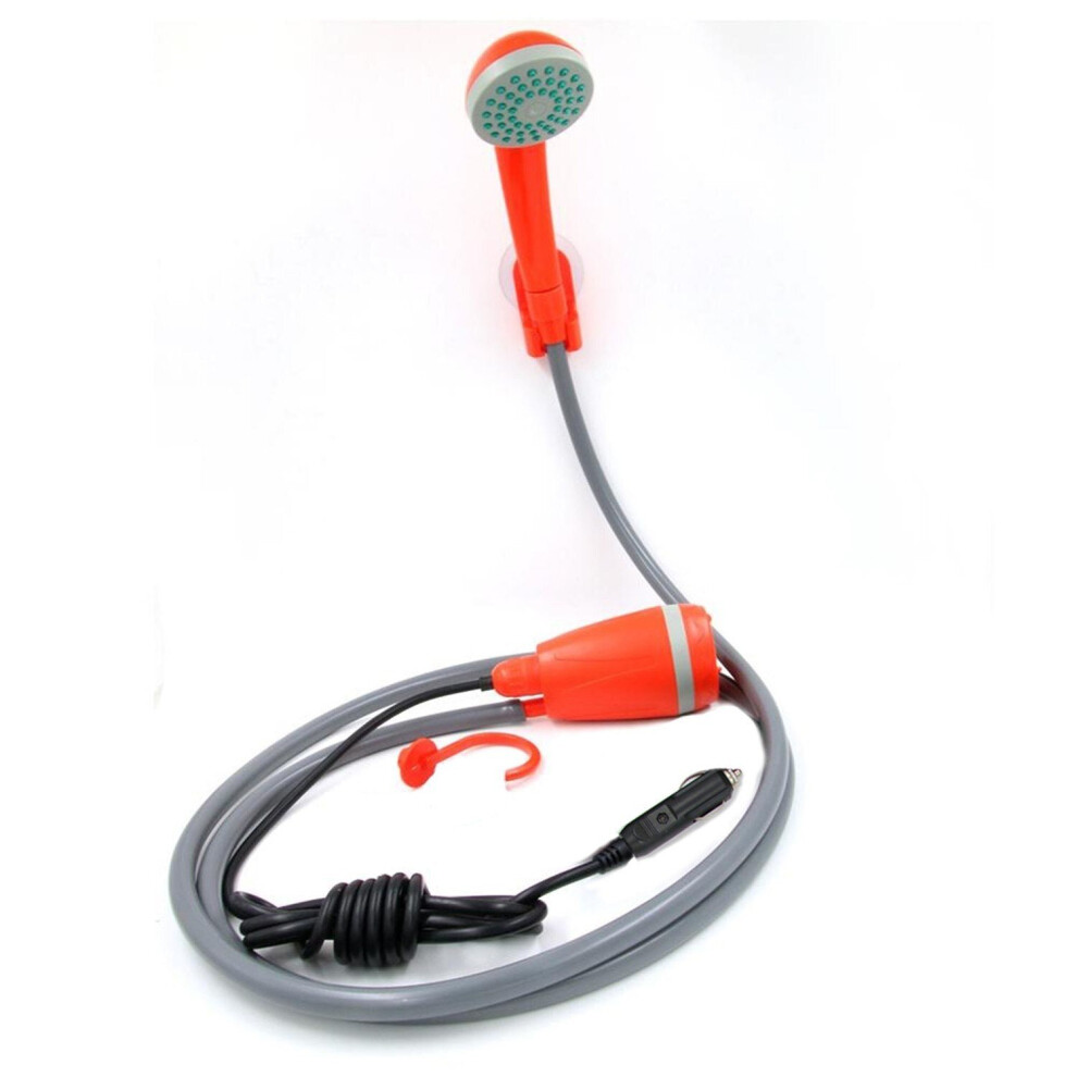 (Orange) Portable 12V Electric Outdoor Handheld Shower with Pump