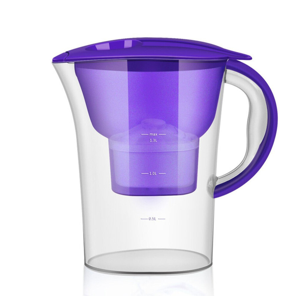 (Purple) 2.5L Transparent Water Pitcher Household Filter Bottle Kettle Activated Carbon Purifier