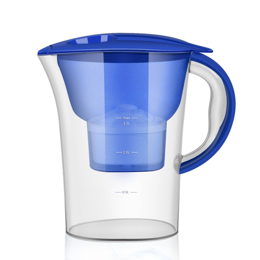 (Blue) 2.5L Transparent Water Pitcher Household Filter Bottle Kettle Activated Carbon Purifier