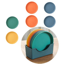 (Round) 6pcs Appetizer Plates Dessert Plates Salad Fruit Household Dinnerware With Storage Rack