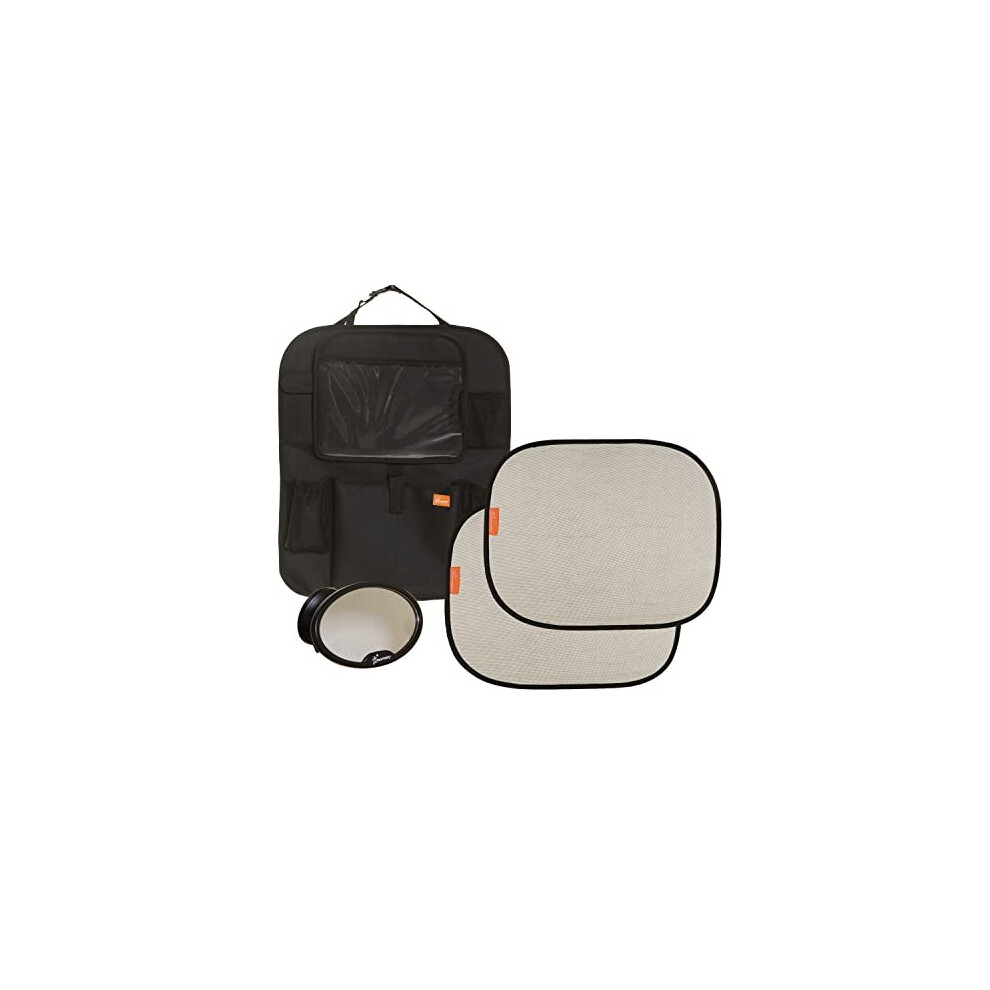 Travel Car Kit For Toddler/Child - 4 Piece Kit: Back-Seat Car Organiser, 2X Insta-Cling Car Sunshades, Ezy-View Mirror Dreambaby
