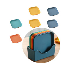 (Square) 6pcs Appetizer Plates Dessert Plates Salad Fruit Household Dinnerware With Storage Rack