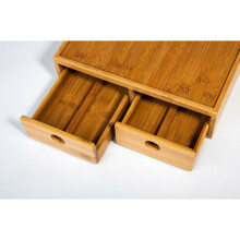 (2 Drawer BamBoo) Bamboo tea coffee pod holder with drawer organizer office