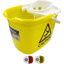 12L Industrial Mop Bucket Wringer Yellow Professional Caution Wet Sign