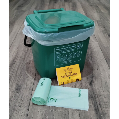 10L Compostable Food Waste Caddy Bags 24 Biodegradable Bin Liners 2