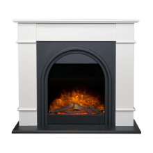 Adam Chesterfield Electric Fireplace Suite in White & Charcoal Grey, 44 Inch - Refurbished