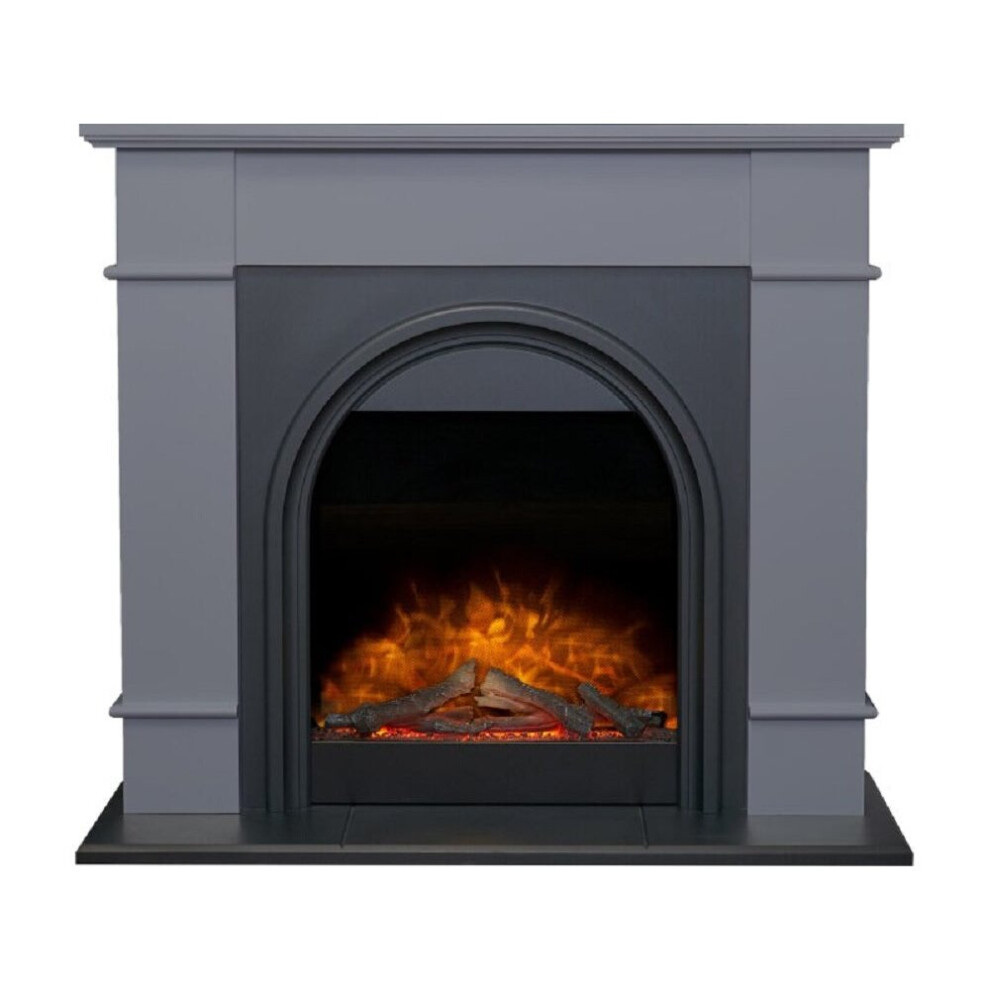 Adam Chesterfield Electric Fireplace Suite in Grey & Charcoal Grey, 44 Inch