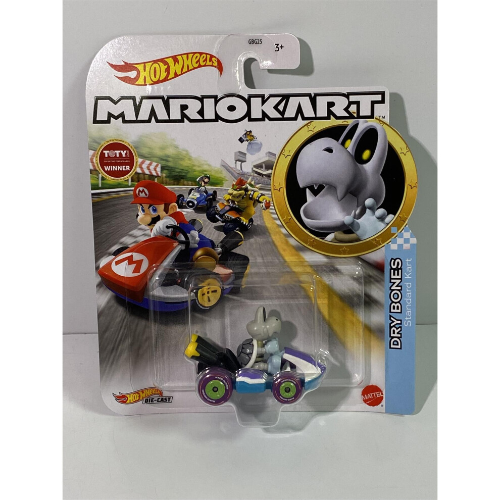 Hot Wheels Mario Kart Dry Bones 1:64-Scale Standard Kart Gjh59 - Collectible Die-Cast