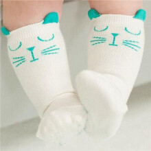 (Green cat, 18M) Cotton Cartoon Baby Socks Unisex Newborn Clothes Accessories
