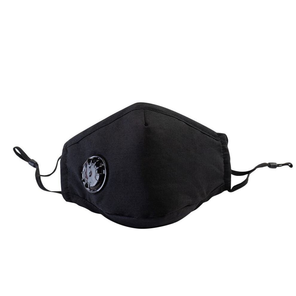 (Black) Mouth Cover With 2 Filters Dustproof Respirator Breathing Valve Washable Reusable Stop Fog Pm2.5 6112211998015