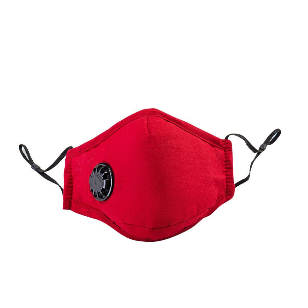(Red) Mouth Cover With 2 Filters Dustproof Respirator Breathing Valve Washable Reusable Stop Fog Pm2.5 3654657569853