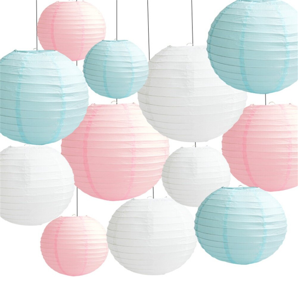 (Pink Blue Shade) Time to Sparkle 12MIX Round Paper Lanterns Lamp Shade Wedding Party Rooms Events