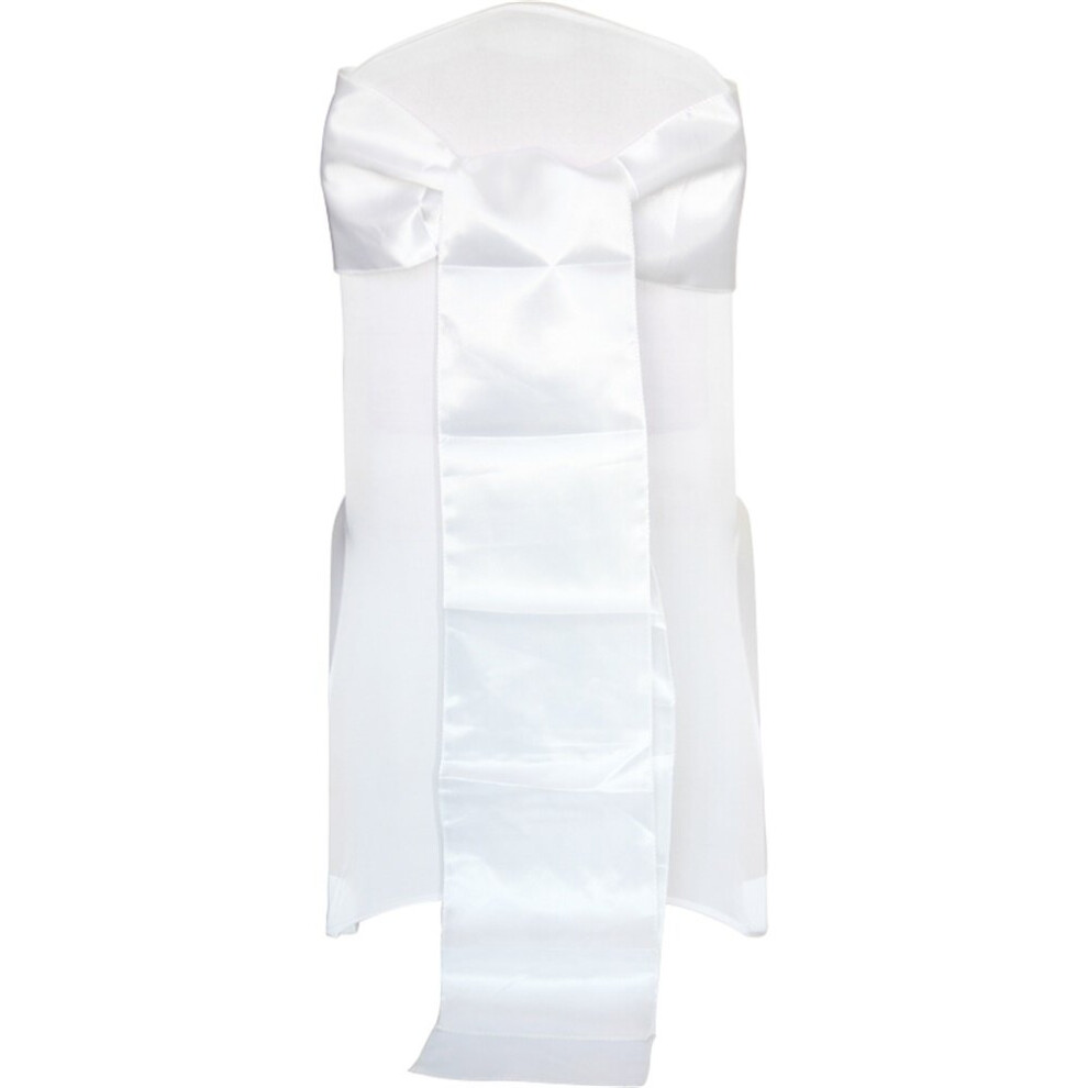 (White, 50pcs) Time to Sparkle Satin Sashes Chair Cover Bow Sash Wider Fuller Bows Of Wedding Venue