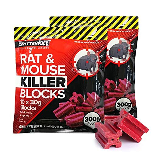CritterKill Rat & Mouse Killer Poison Blocks 300g – EXTRA STRENGTH (600g)