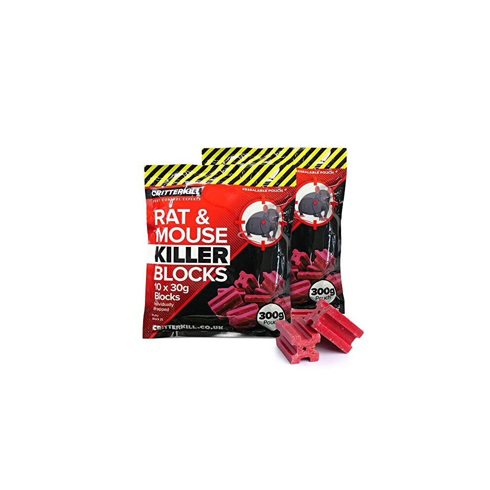 Critterkill Rat & Mouse Killer Poison Blocks 300G – Extra Strength (600G)