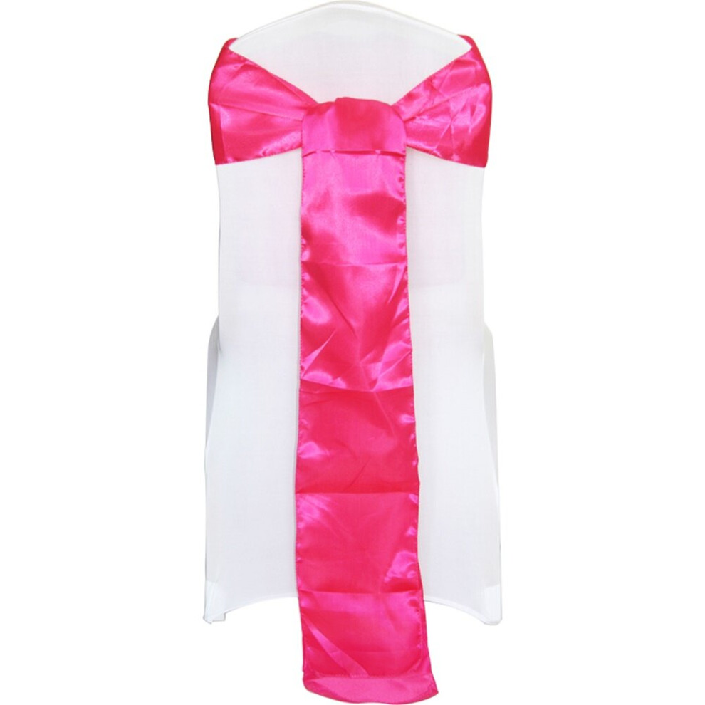 (Fuchsia, 100pcs) Time to Sparkle Satin Sashes Chair Cover Bow Sash Wider Fuller Bows Of Wedding Venue-image-OPC-P9RD8TX-NEW