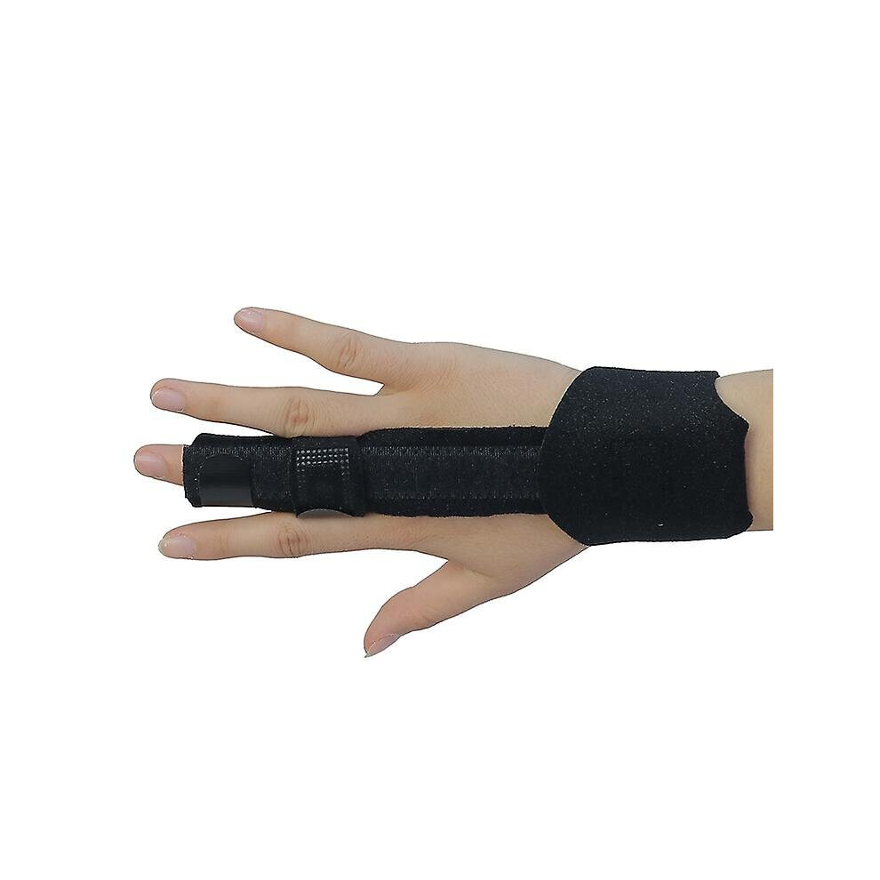 Black (Black) Finger Extension Splint For Trigger Finger And Fracture With Support Wrist Belt
