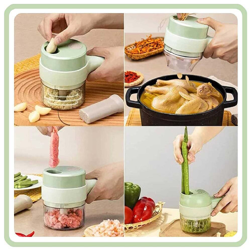 4 in 1 Handheld Electric Vegetable Cutter Set Green 2