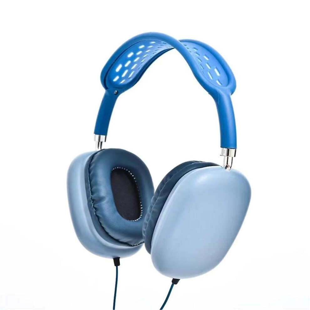 (Blue) Wired Headset Universal Dual Stereo Subwoofer Headphone For Computer Mobile Phone Blue 768664253278