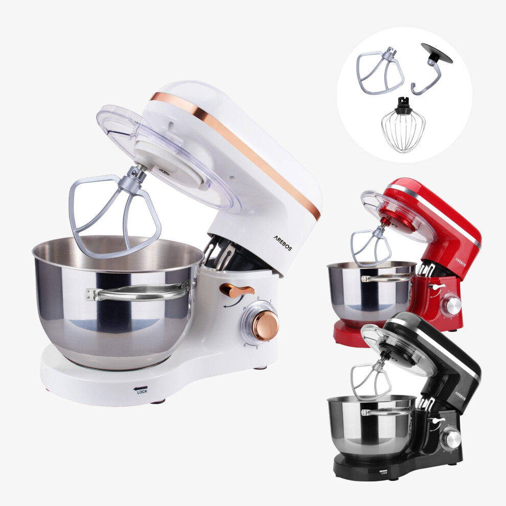Stand Mixer Food Processer 1500W | Mixer with 6L Stainless Steel Mixing Bowl |White