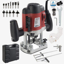 AREBOS Router 1200W - incl. Transport Case |12-piece router-bit set| Precision Plunge Router  |milling depth from 0 to 55mm |vacuum cleaner connection
