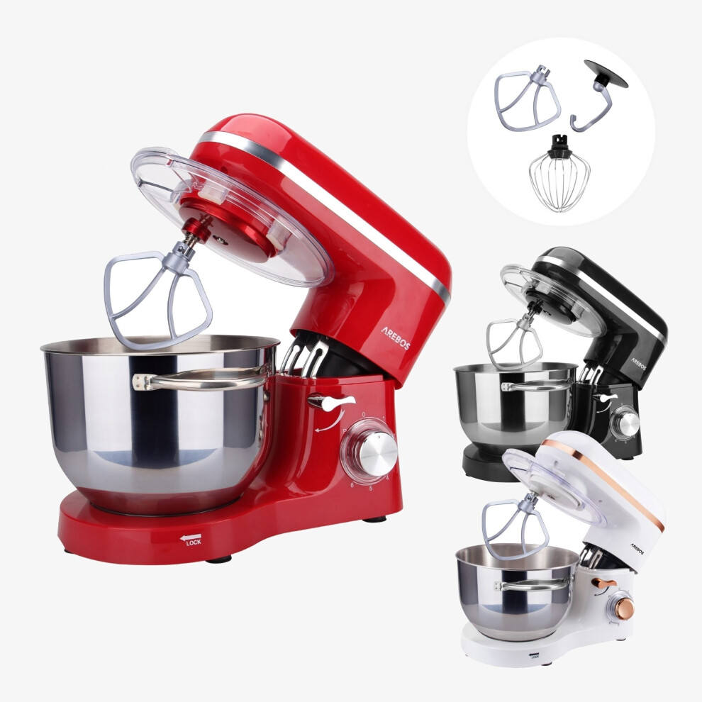 Stand Mixer Food Processer 1500W | Mixer with 6L Stainless Steel Mixing Bowl |Red