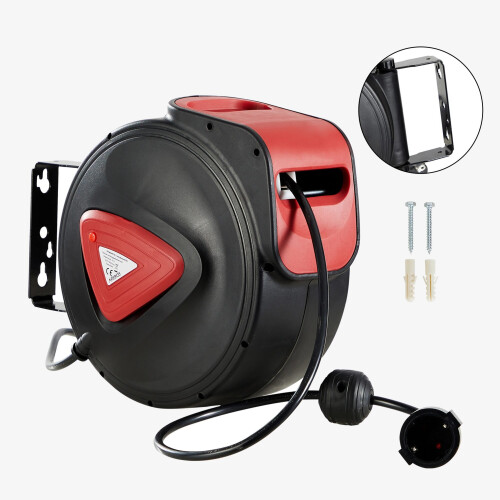 AREBOS AREBOS Cable Reel Automatic Cable Rewinder Wall Mount Extension Cable 15m
