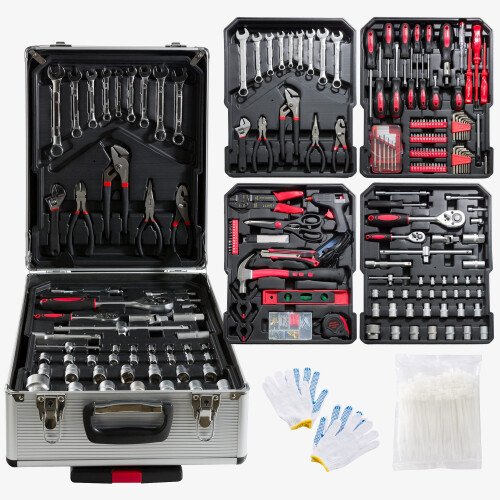 AREBOS AREBOS 1200 pcs Tool Kit with Metal Tool Box DIY Hand Tools Storage