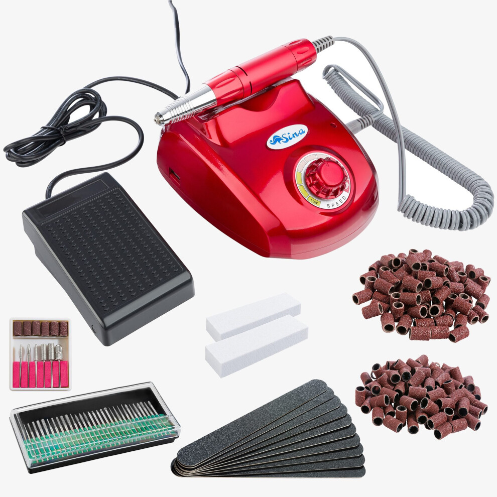 SINA Nail drill set SI-MA-318 - Red