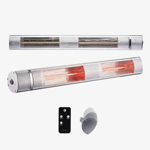 AREBOS 3000W Infrared Radiant Heater Silver with Remote Control 3 Heat