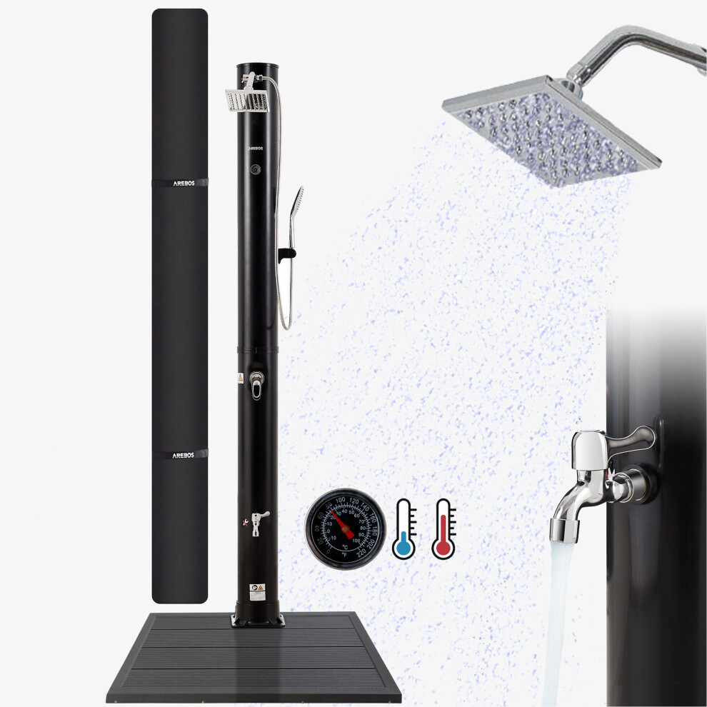 AREBOS Solar shower 40l premium with floor element anthracite