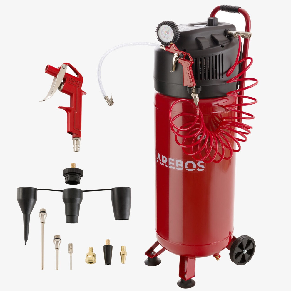 AREBOS Air Compressor | 50L | portable | 10 Bar | Standing |13-piece Accessories
