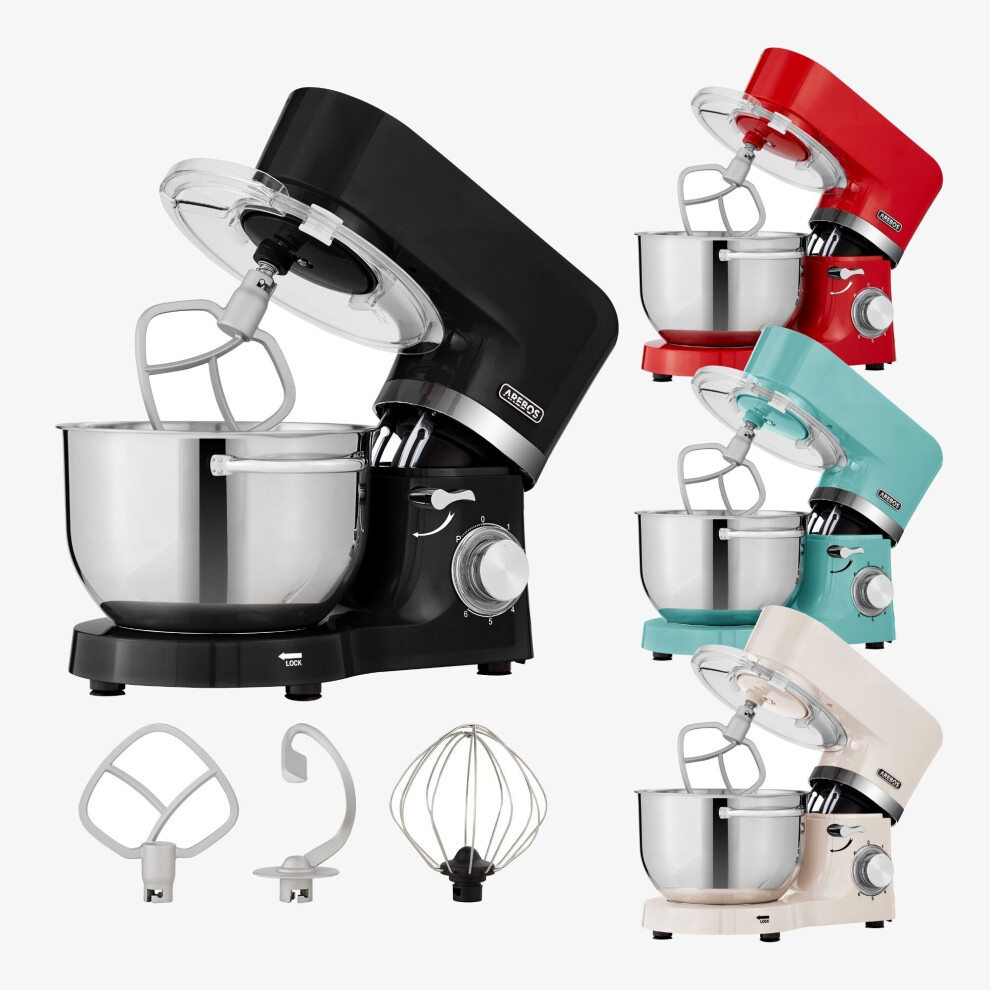 Stand Mixer Food Processor 1500 W Black Kneading Machine with 2 x Stainless Steel Mixing Bowls Low Noise Kitchen Mixer with Mixing Hook - 6 Speeds