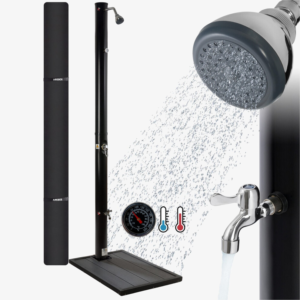 Solar shower | 20 liters | 221cm |thermometer |foot shower |garden hose connection | incl floor element |ncl. mounting material