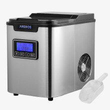 AREBOS Ice Cube Maker | 12 kg/24 h | 10-15 minutes production time | 3 ice cube sizes | 2.2 liter water tank | self-cleaning function | black/silver