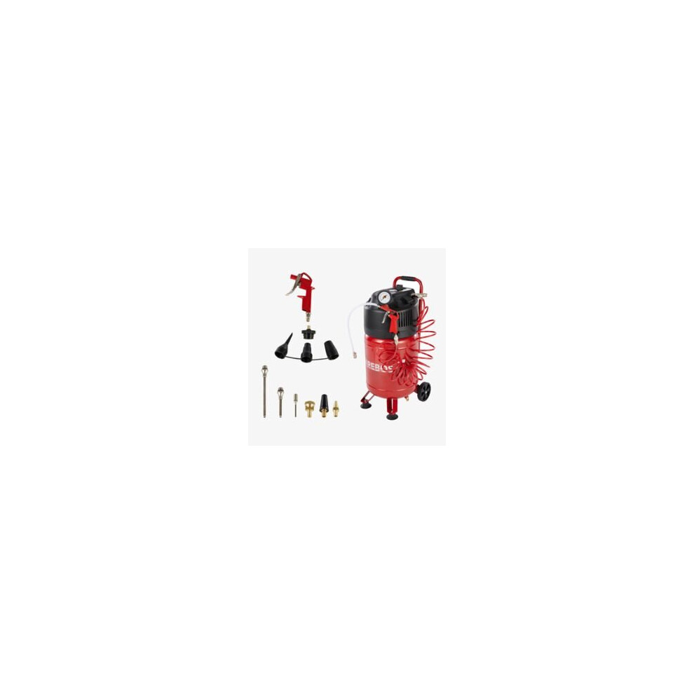 AREBOS Air Compressor 1500W | 30L | 10Bar | Standing |13 Piece Accessories | 2 Quick Connect Couplings | Automatic Shut-Off | Stable Wheels