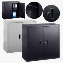 Arebos Filing cabinet Office cabinet | Black | 90 x 40 x 90 cm | 2 doors | Height adjustable shelf | with cylinder lock