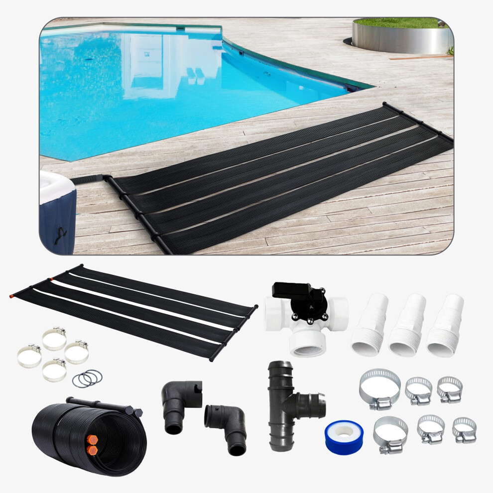 AREBOS 2x solar heating solar collector pool heating solar mat solar absorber - black incl. Bypass set