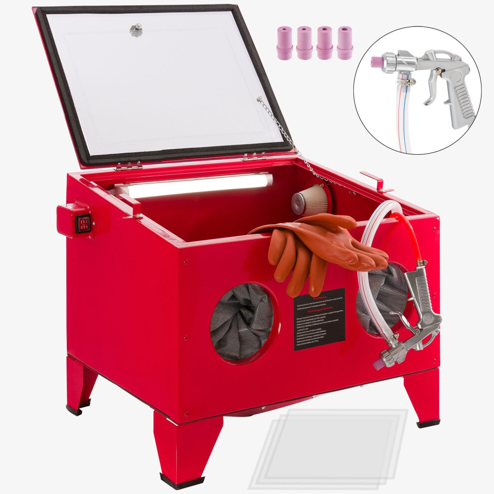 AREBOS Sand Blasting Cabinet 90L | Sand Blasting Machine |incl. blasting gun with 4 ceramic nozzles | gloves | viewing window + 5 replacement foils