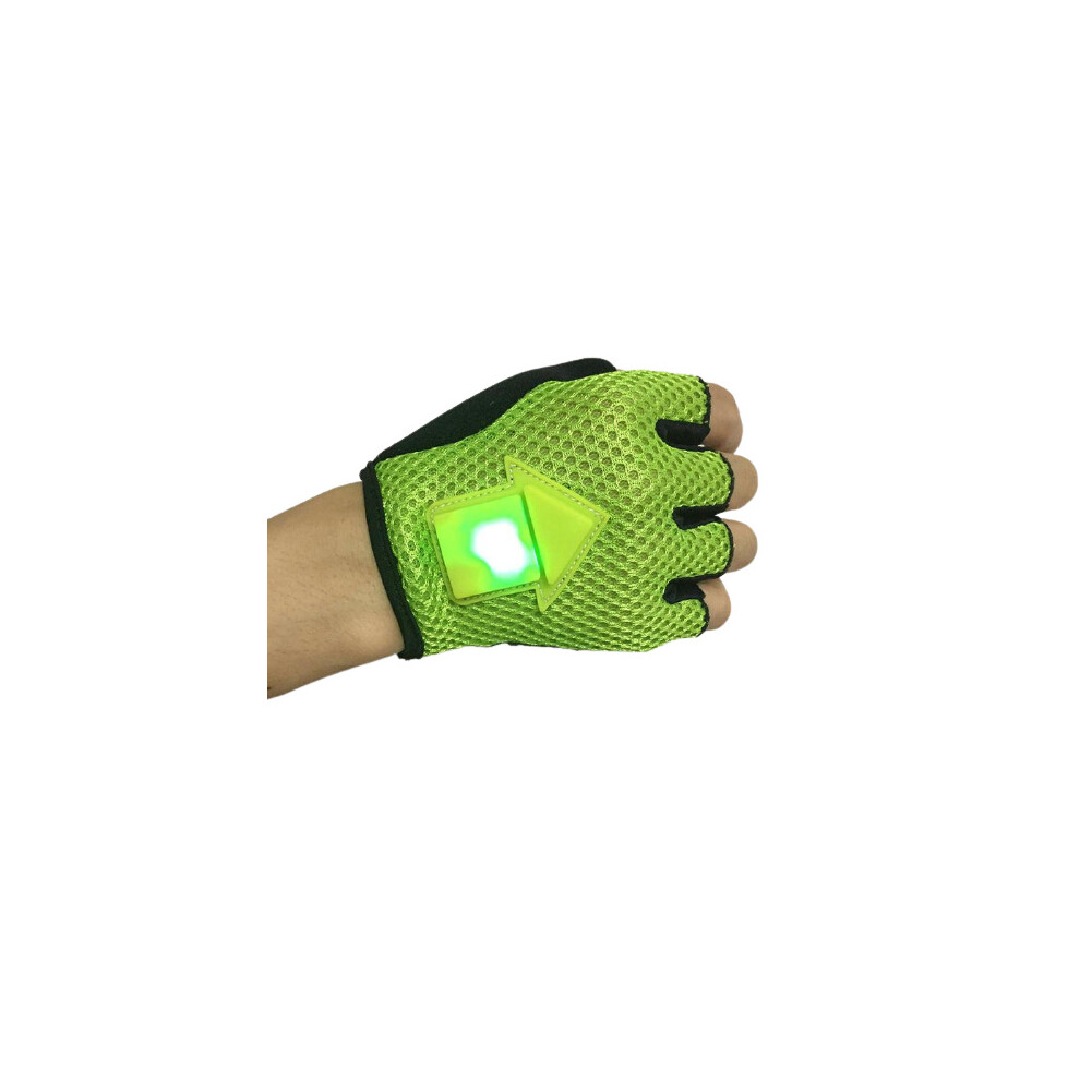 (Green, XL) Bike Gloves Gravity Sensor Turn Signal LED Light Automatic Induction Warning