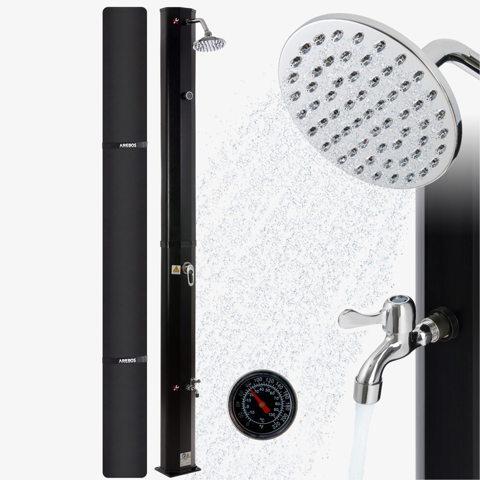 AREBOS Solar Shower 35 L | 216 cm | incl. thermometer | round shower head | Pool Shower Outdoor