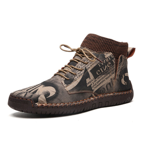 (Black, 7.5) Cow Leather Casual Boots 1