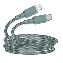 Cavo - JUST GREEN - Riciclabile in cotone USB C/Lightning 2 m - Carica e sincronizzazione - Night Green