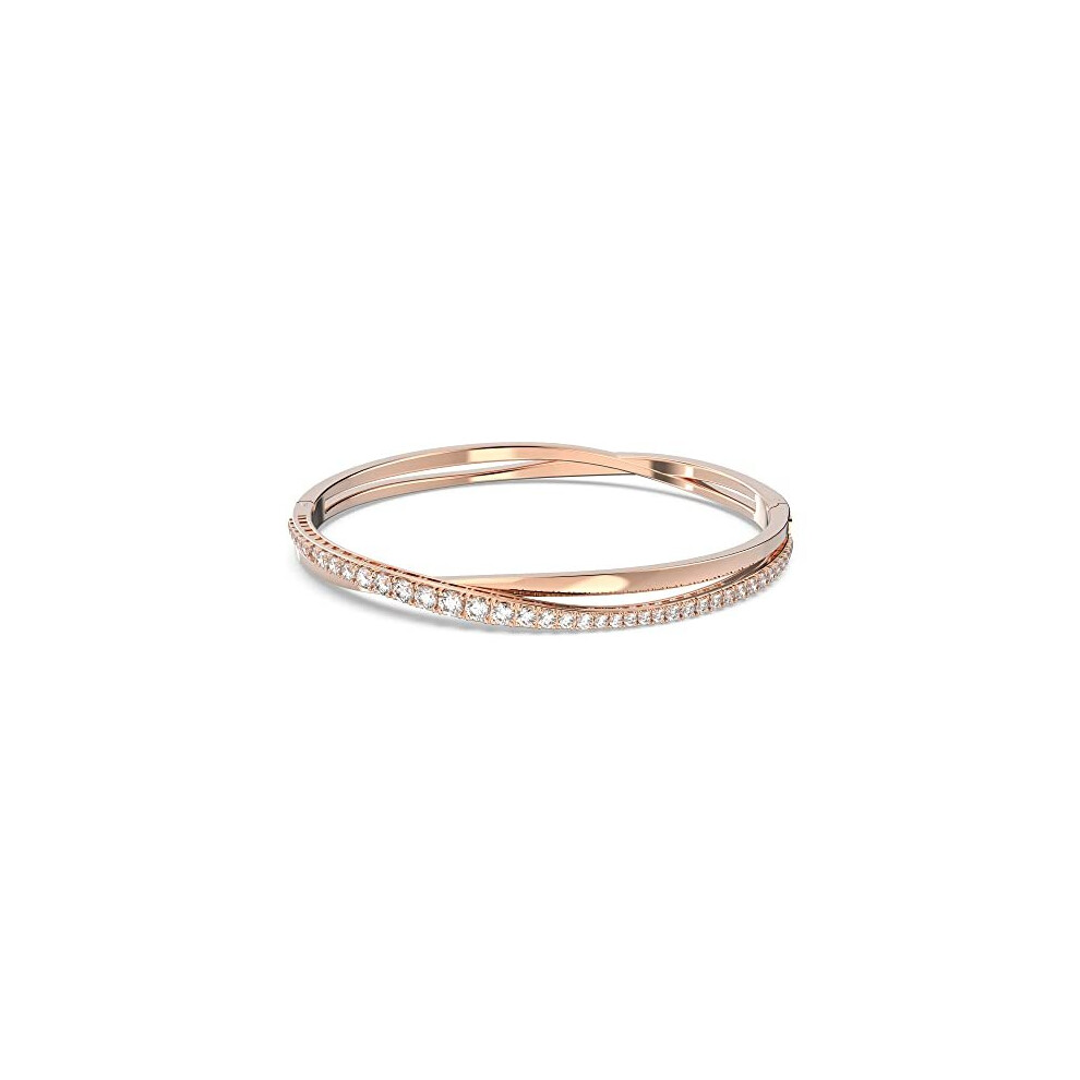 Swarovski Bangle, White Stones In A Rose Gold Tone Plated Setting, From The Twist Collection White,Gold