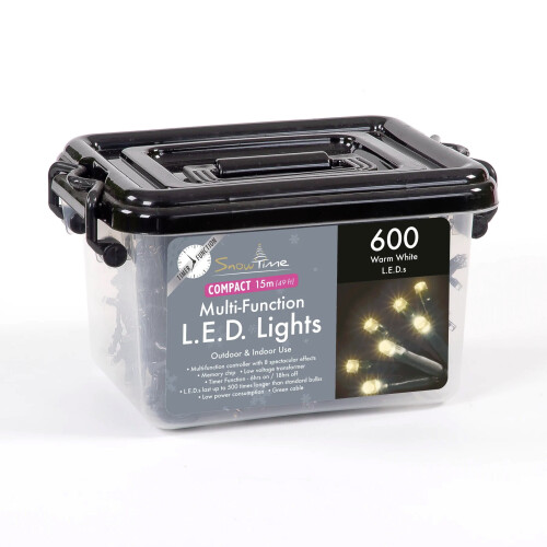 Snow Time Christmas Multi Function Outdoor Indoor 600 LED Warm White Compact Lights