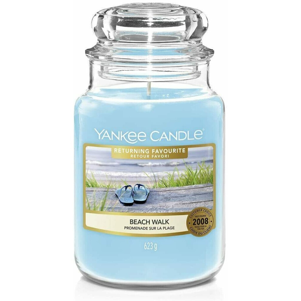 Yankee Beach Walk Candle Large Glass Jar Scented Fragrance 150 Hour