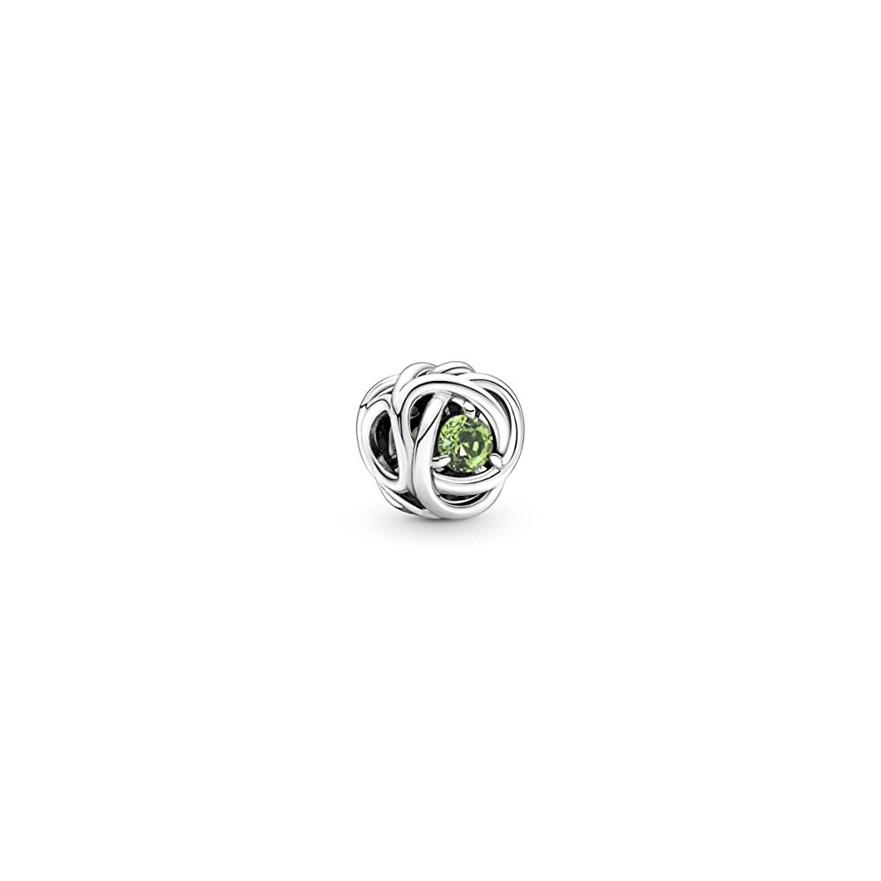 Pandora August Birthstone Spring Green Eternity Circle Charm Sterling Silver with Crystals 790065C03