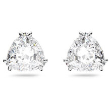 Swarovski White Stud Earrings, Clear Trillion Cut Crystal Earrings in a Rhodium Plated Setting, from the Millenia Collection