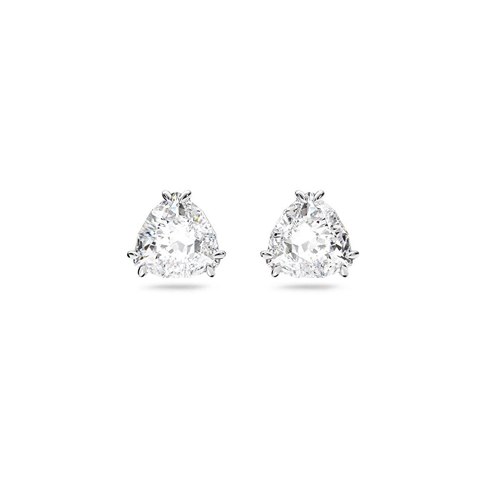 Swarovski White Stud Earrings, Clear Trillion Cut Crystal Earrings in a Rhodium Plated Setting, from the Millenia Collection